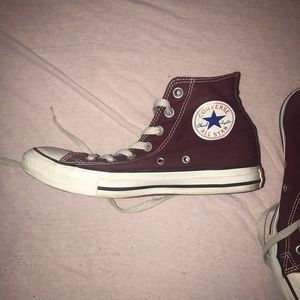 Maroon high top Converse